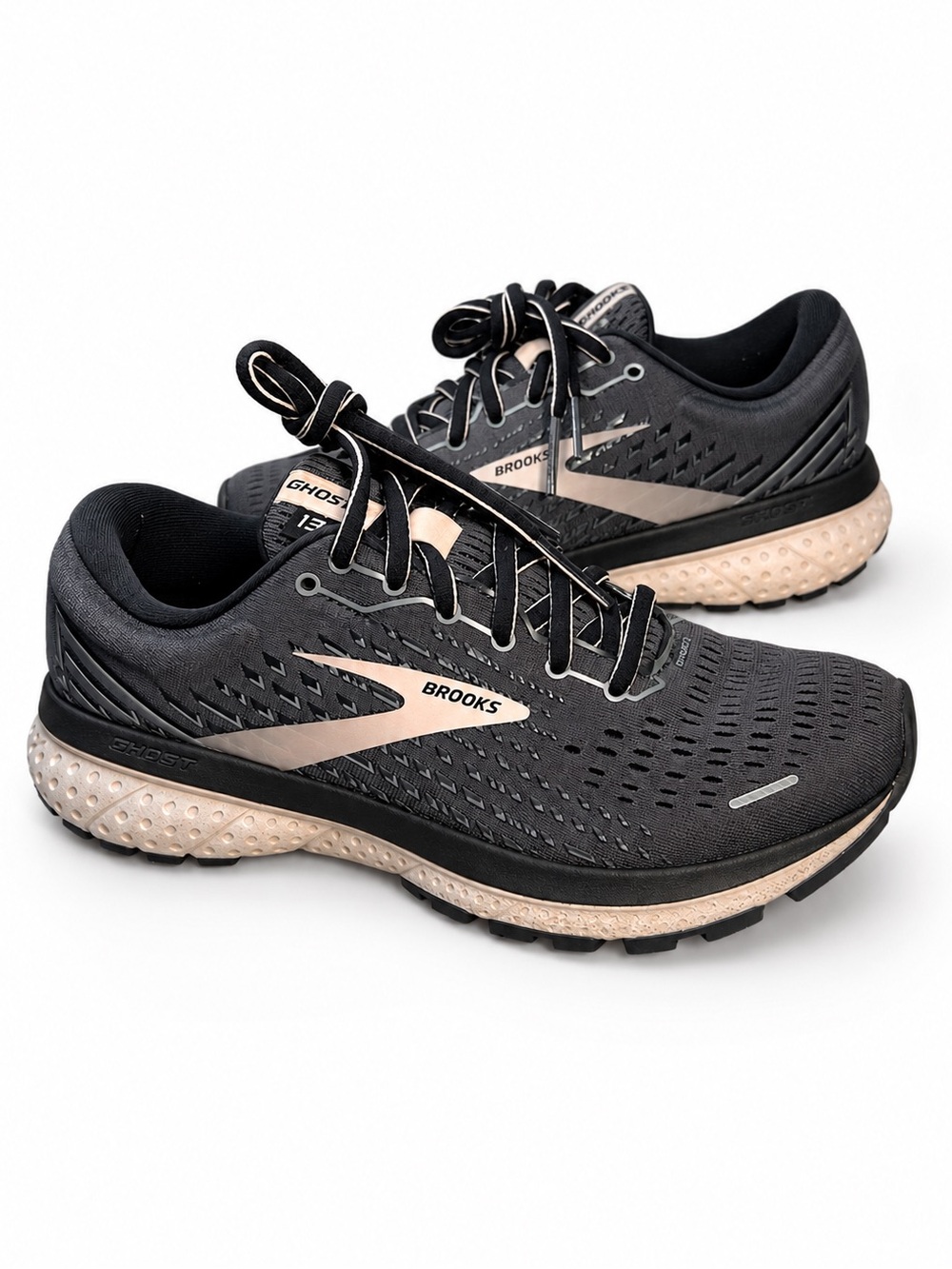Brooks Ghost 13 Women’s Black Blackened Pearl Rose Gold Running Shoes 6.5B